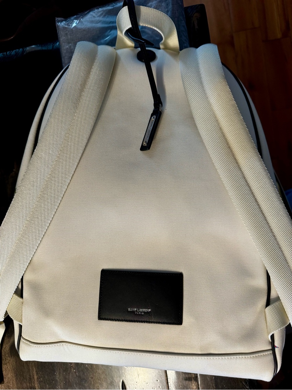 YSL ** Cream Canvas and Leather Backpack with Multicolor Star Motif - Picture 5 of 16